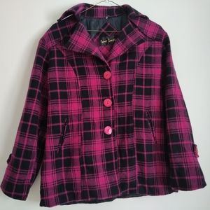 Vintage hot fuchsia and black plaid blazer